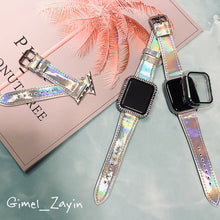 画像をギャラリービューアに読み込む, 【オーロラレザーバンド】クリア 透明 アップルウォッチバンド ベルト Apple Watch バンド レザー