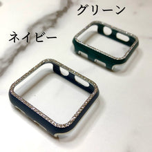 画像をギャラリービューアに読み込む, 【ラインストーン付刻印ケース フレームのみのタイプ】アップルウォッチカバー 保護 ダイヤ ケース pc メッキ キラキラ ラインストーン カバー