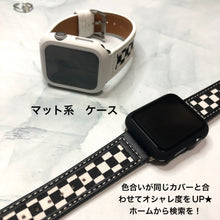 画像をギャラリービューアに読み込む, 【モノクロ柄キャンパスレザー】アップルウォッチバンド 高級レザー 本革ベルト Apple Watch