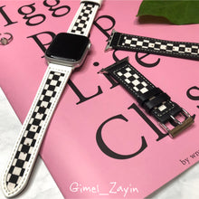 画像をギャラリービューアに読み込む, 【モノクロ柄キャンパスレザー】アップルウォッチバンド 高級レザー 本革ベルト Apple Watch