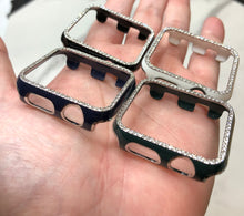 画像をギャラリービューアに読み込む, 【ラインストーン付刻印ケース フレームのみのタイプ】アップルウォッチカバー 保護 ダイヤ ケース pc メッキ キラキラ ラインストーン カバー