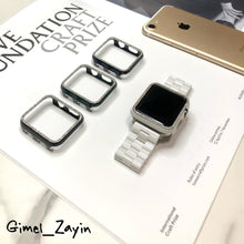 画像をギャラリービューアに読み込む, 【ラインストーン付刻印ケース フレームのみのタイプ】アップルウォッチカバー 保護 ダイヤ ケース pc メッキ キラキラ ラインストーン カバー