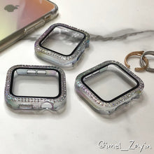 画像をギャラリービューアに読み込む, 【オーロララインストーンカバー】AppleWatch 全面保護 一体式 カバー ケース ガラスフィルム クリア